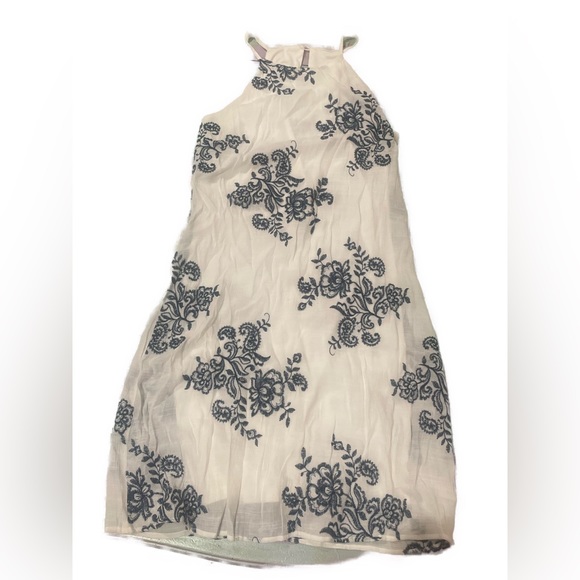 Boho Minimalist Detailed Blue and White Halter Neck BCX Dress Size S - Picture 1 of 3